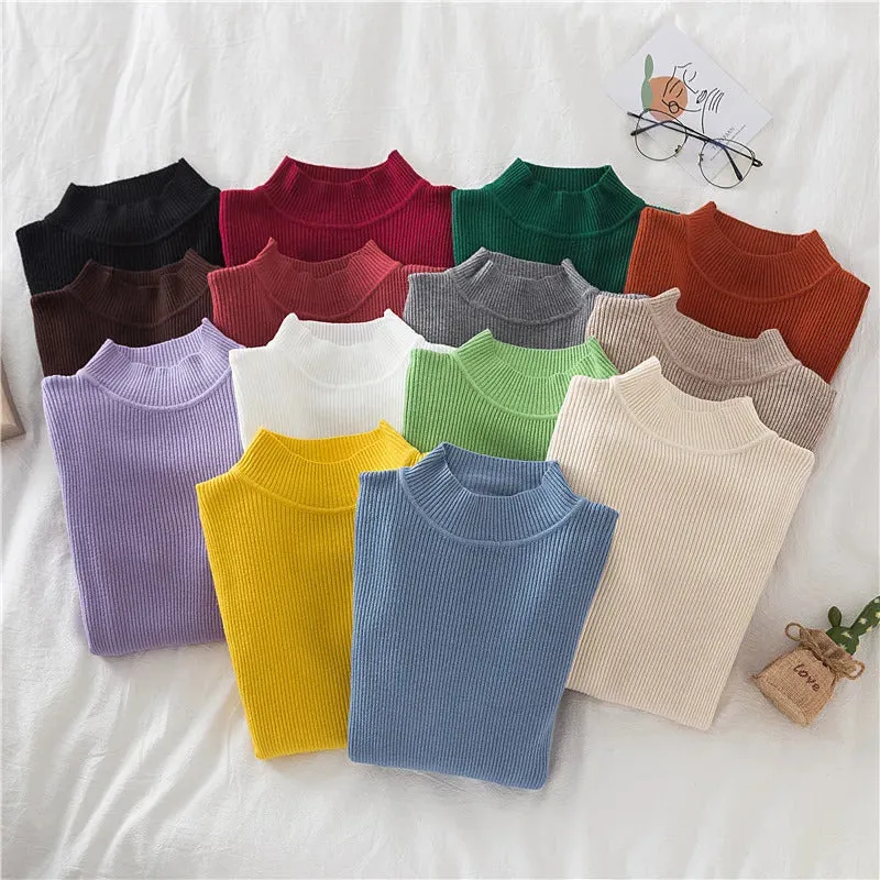 Turtleneck Sweater Women Knitted Soft Pullovers cashmere Jumpers Basic Solid Soft Sweaters Women Autumn Winter Casual Top