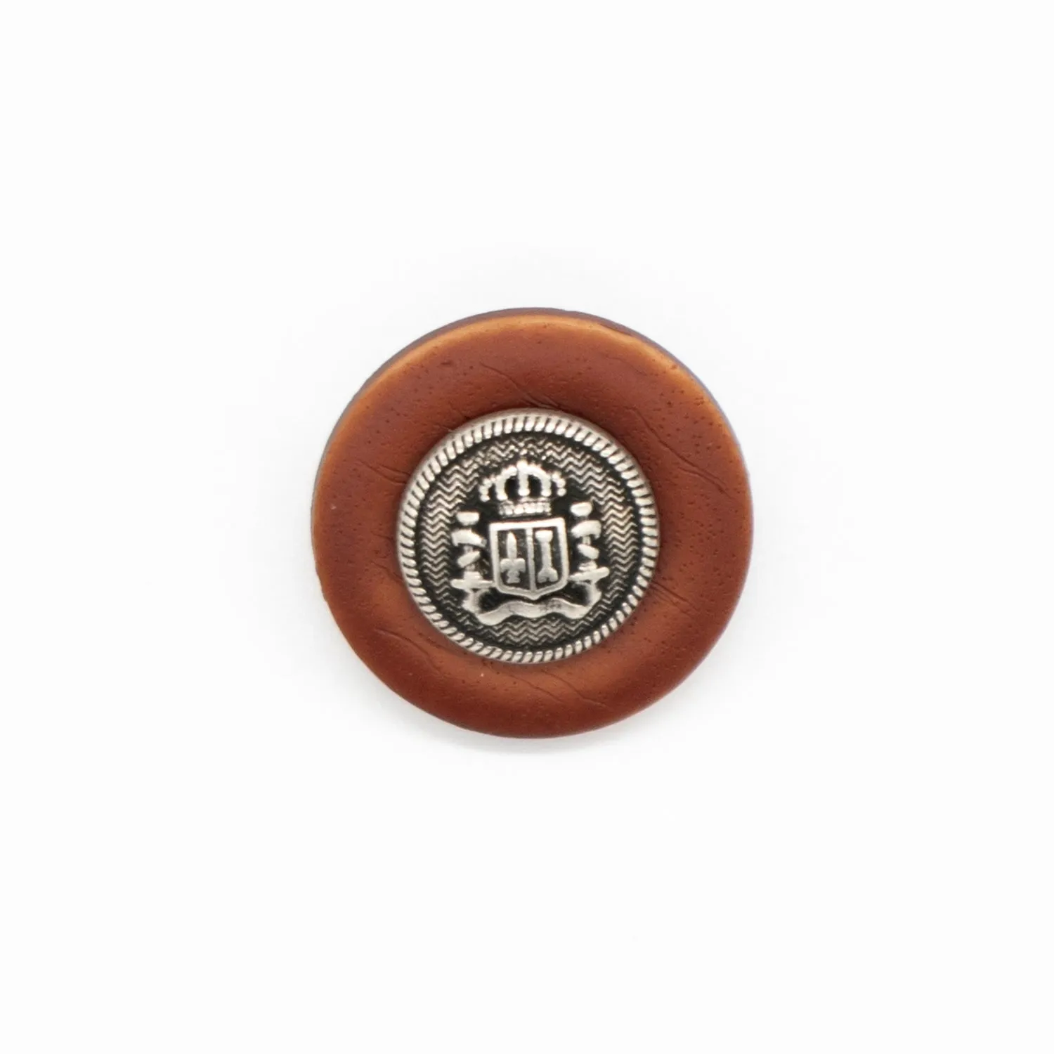 Vintage Imitation Leather with Metal Crest Shank Button