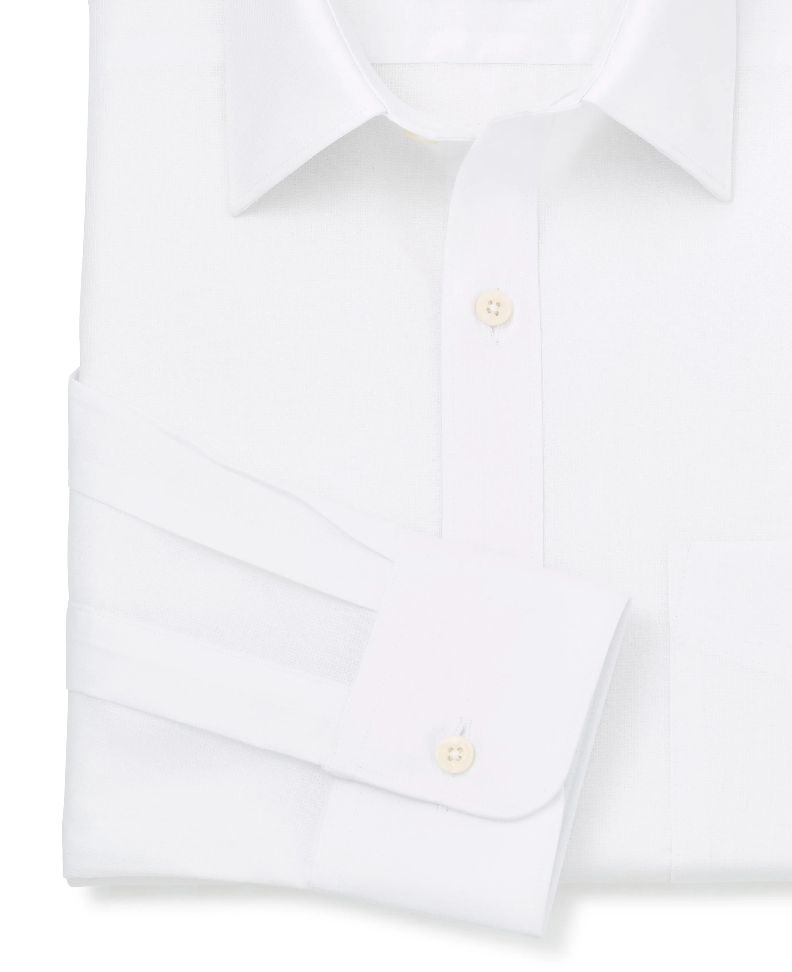 White Dobby Weave Cotton Classic Fit Formal Shirt - Single Cuff