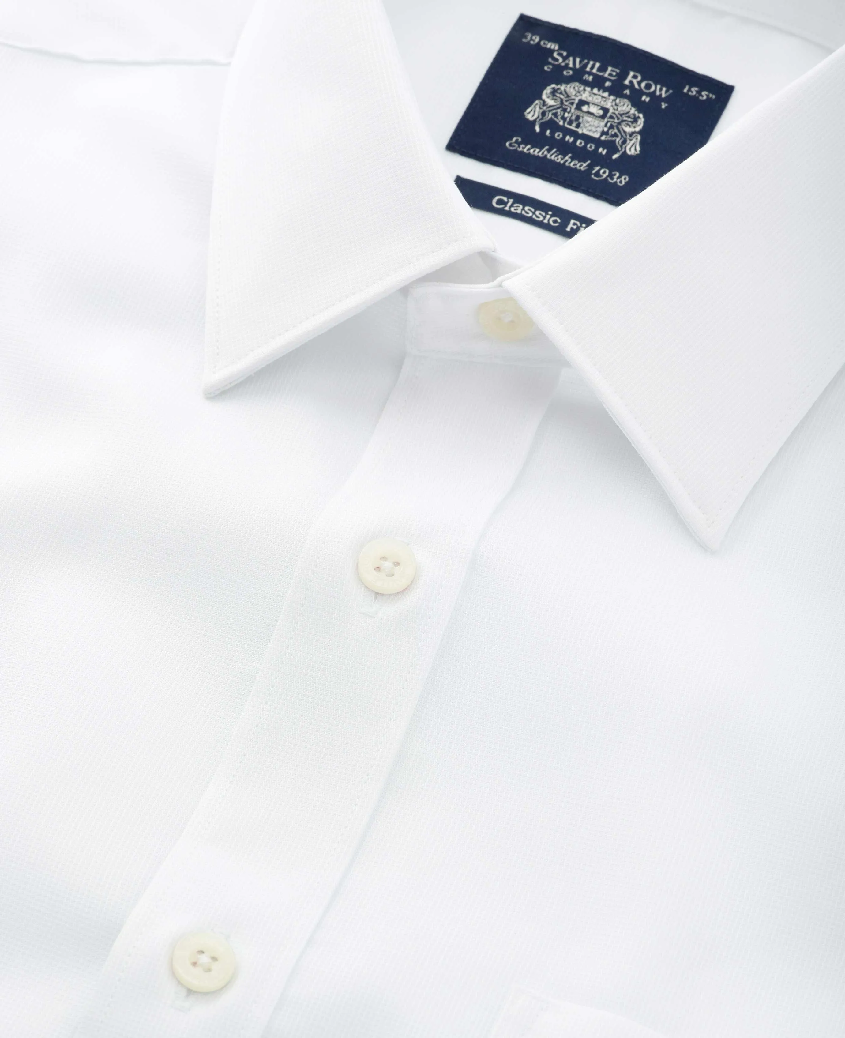 White Dobby Weave Cotton Classic Fit Formal Shirt - Single Cuff