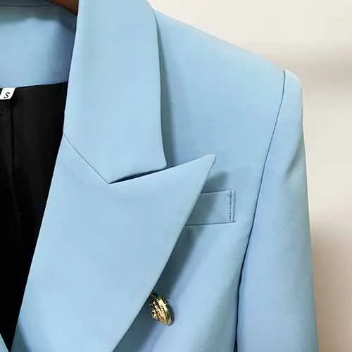 Women Coats Baby Blue Jacket Long Sleeves Blazer Breasted Coat