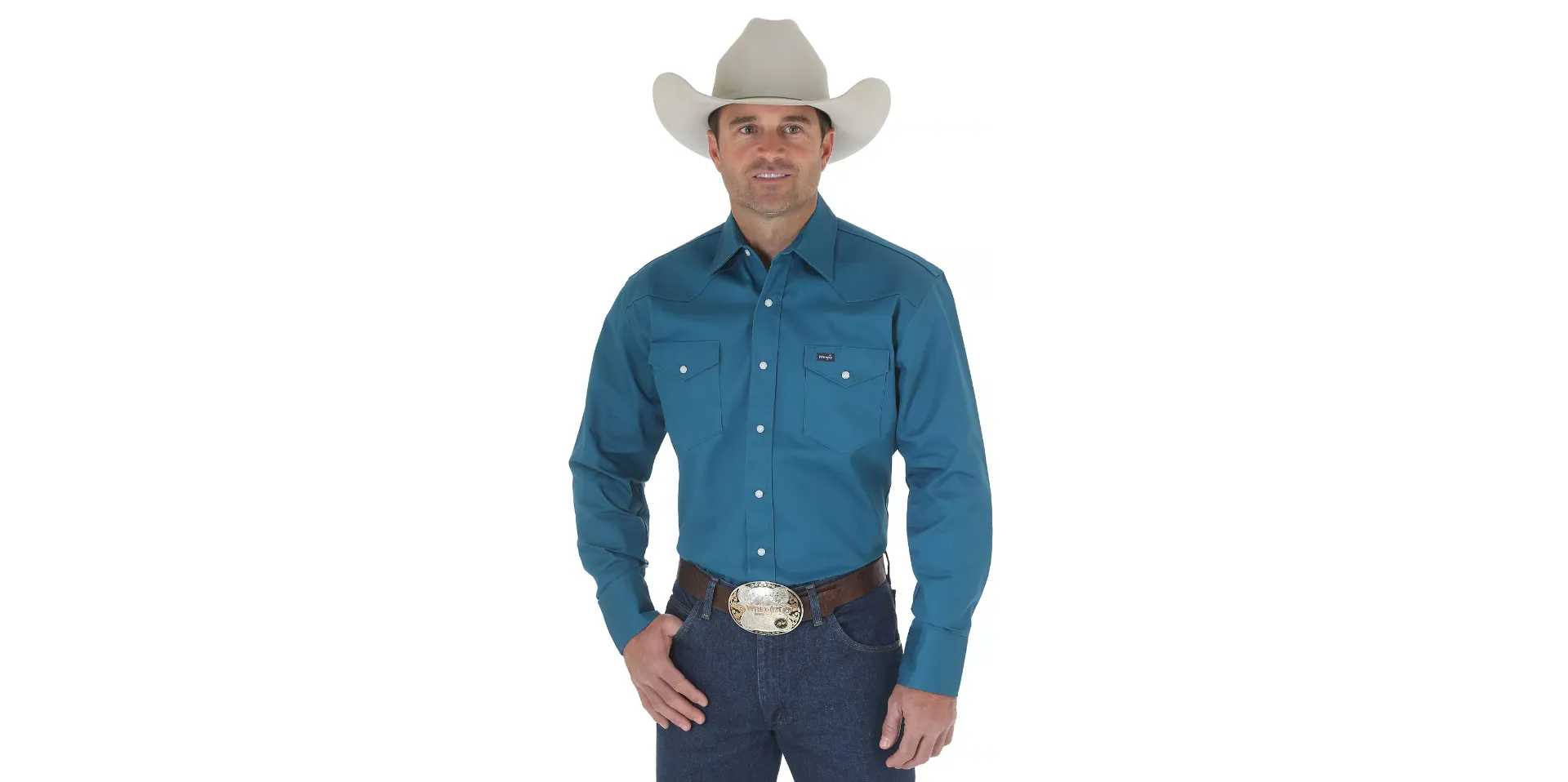 Wrangler Mens Dark Teal Work Shirt Style MS71419