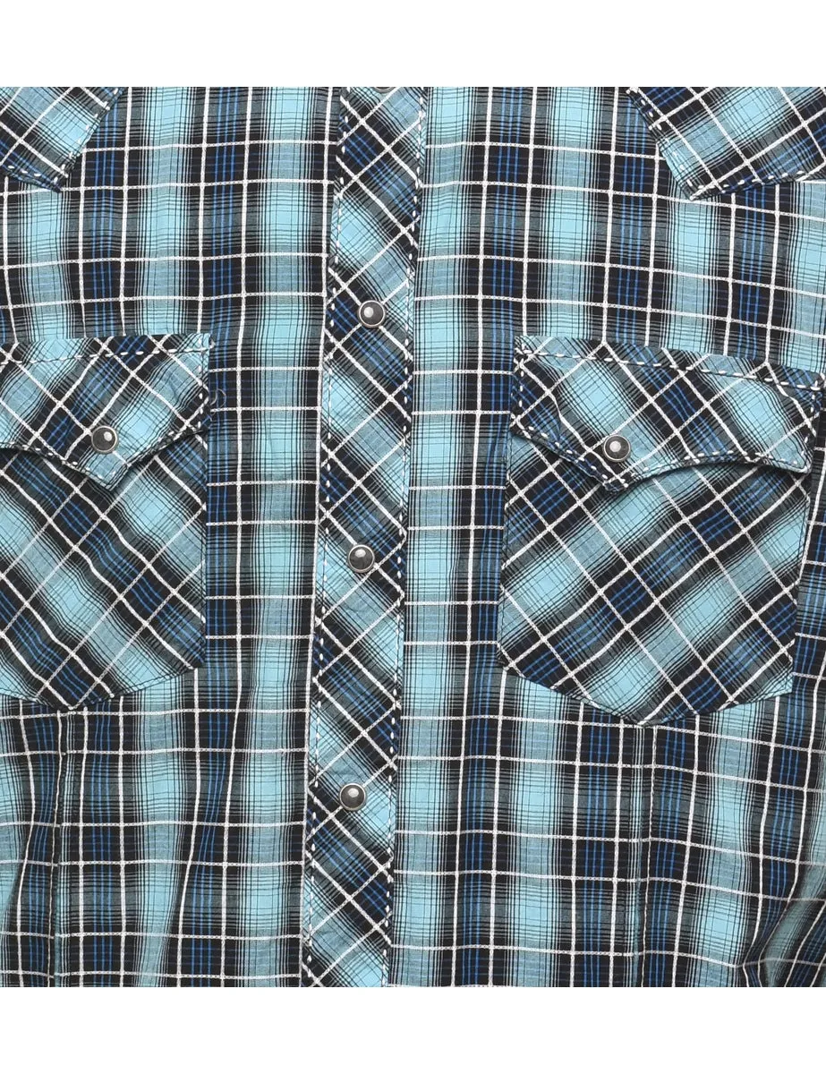 Wrangler Navy & Light Blue Checked Shirt - L