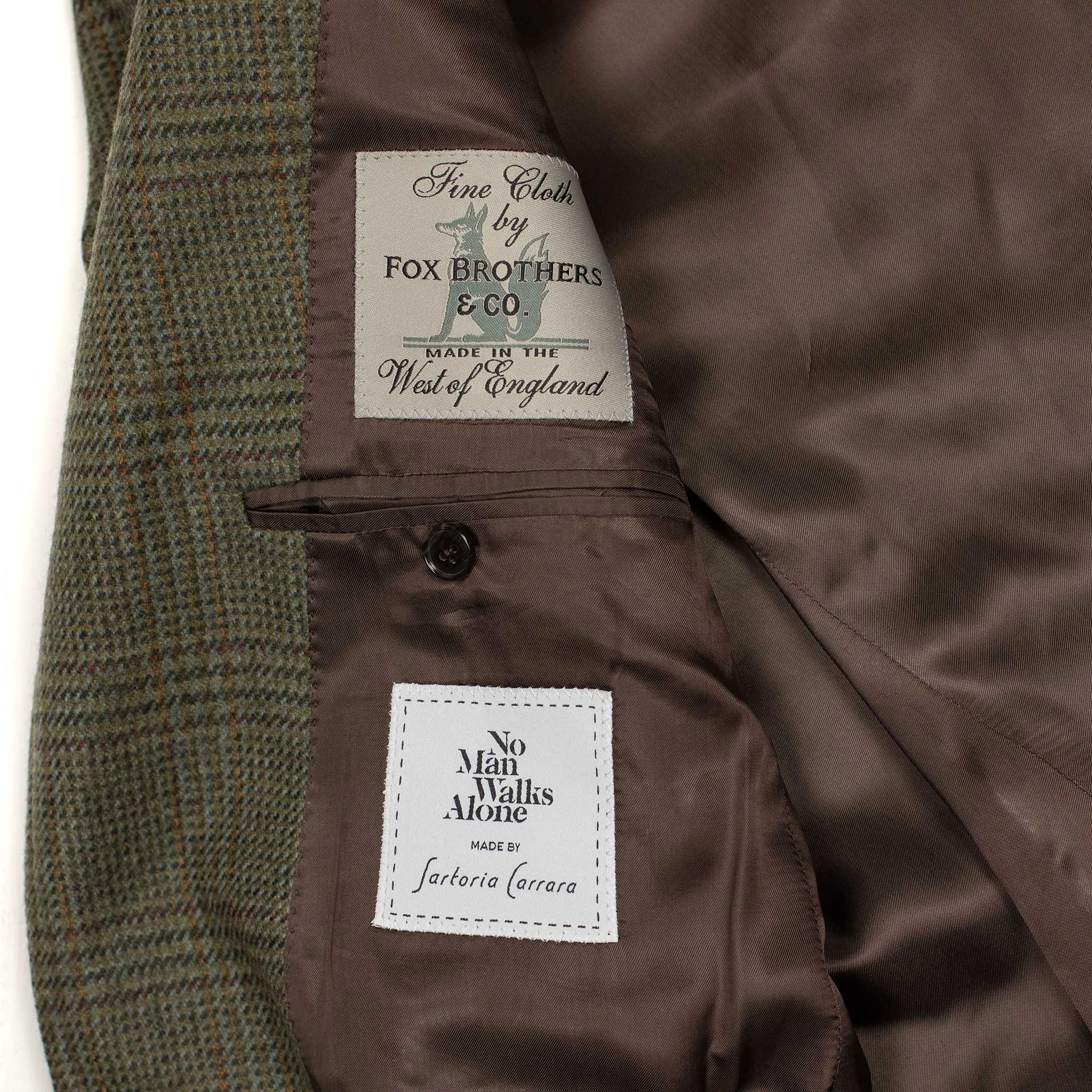 x Sartoria Carrara: Sport coat in exclusive Fox Bros green & brown glencheck flannel (10th anniversary capsule)